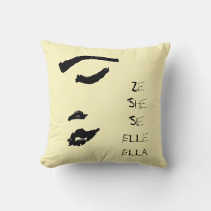 Coussin Femme Lady Face Sketch She Ze Elle Ella Sie Coussi
