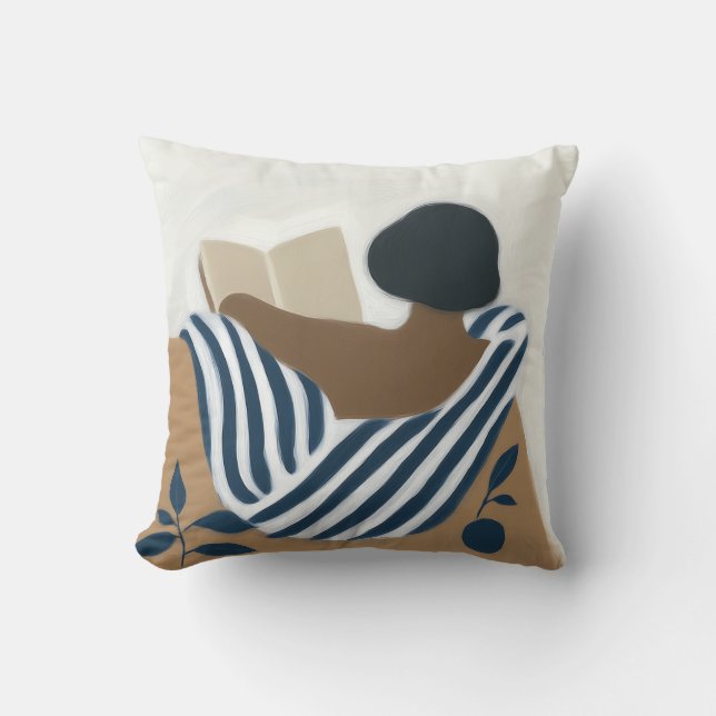 Coussin Femme lisante Afrocentrique (Recto)