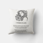Coussin Femme noire et blanche avec citation de rose (Verso)