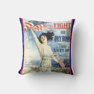 Coussin Femme patriotique vintage avec affiche d'art du dr