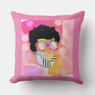 Coussin Femme Portant des lunettes de coeur
