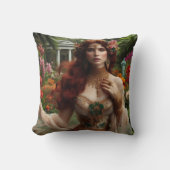 Coussin Femme préraphaélite dorée 1 dans un jardin (Recto)