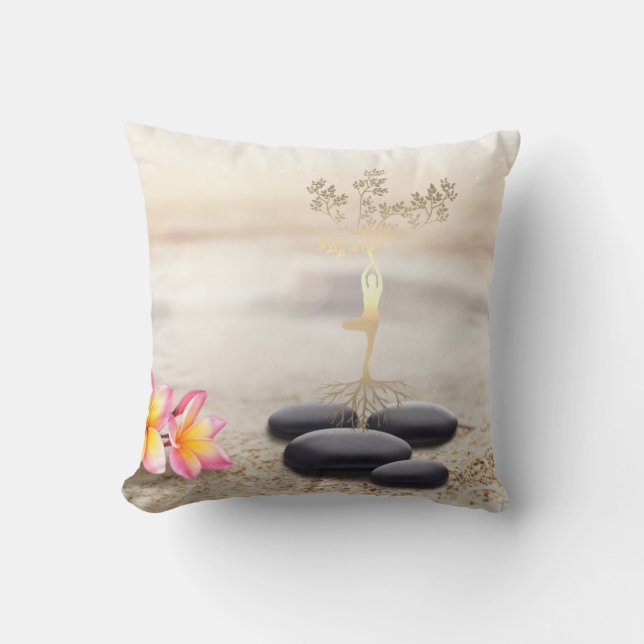 Coussin Femmes arbre silhouette Zen Stones (Recto)