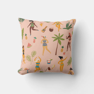 Coussin Femmes en maillot de bain : Danse Vintage tropical