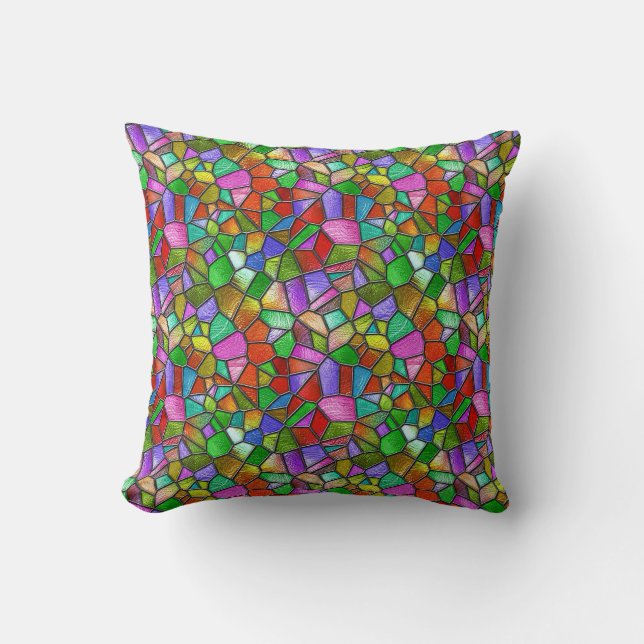Coussin Fenêtre de verre coloré abstrait (Recto)