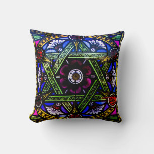 Coussin Fenêtre en verre coloré de l'étoile de David