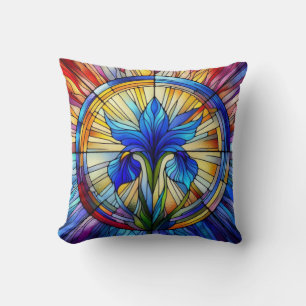 Coussin Fenêtre en verre tendu Une Fleur Iris
