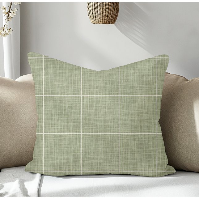 Coussin Fenêtre Rustique moderne Plaid Lin Vert (Créateur téléchargé)