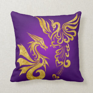 Coussin Feng réversible Shui Phoenix et Coussin-purp de