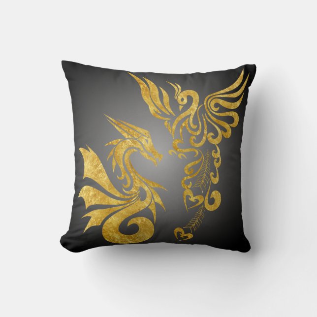 Coussin Feng réversible Shui Phoenix et dragon (Recto)