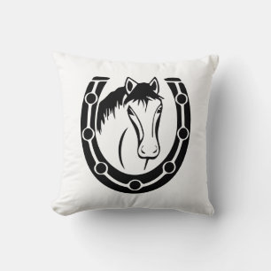 Coussin Fer à cheval de cheval occidental noir blanc Éques