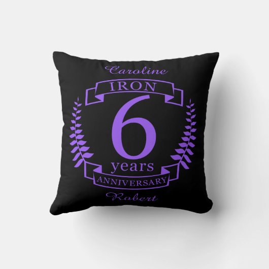 Coussin Fer mariage anniversaire 6 ans (Verso)