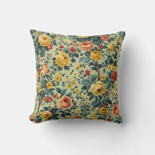 Coussin Ferme à la mode Fille élégante Floral Vert Rouge