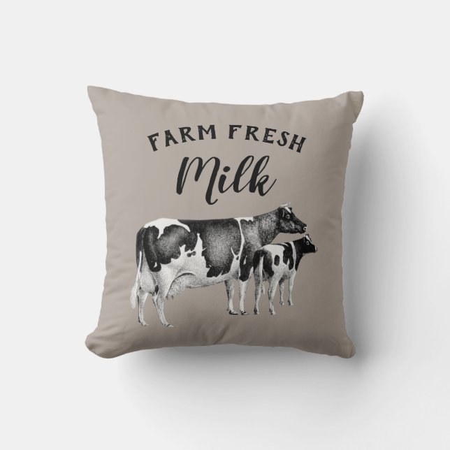 Coussin Ferme agricole rustique Lait frais Vache Vache Vea (Recto)