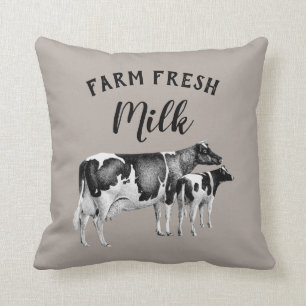 Coussin Ferme agricole rustique Lait frais Vache Vache Vea