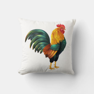 Coussin Ferme Agriculteur Poulet Vert Jaune Blanc Coq