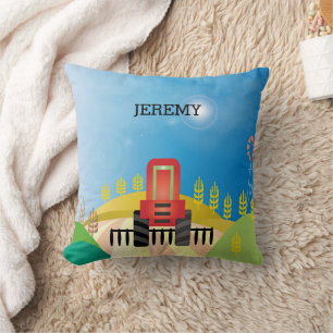 Coussin Ferme avec tracteur rouge