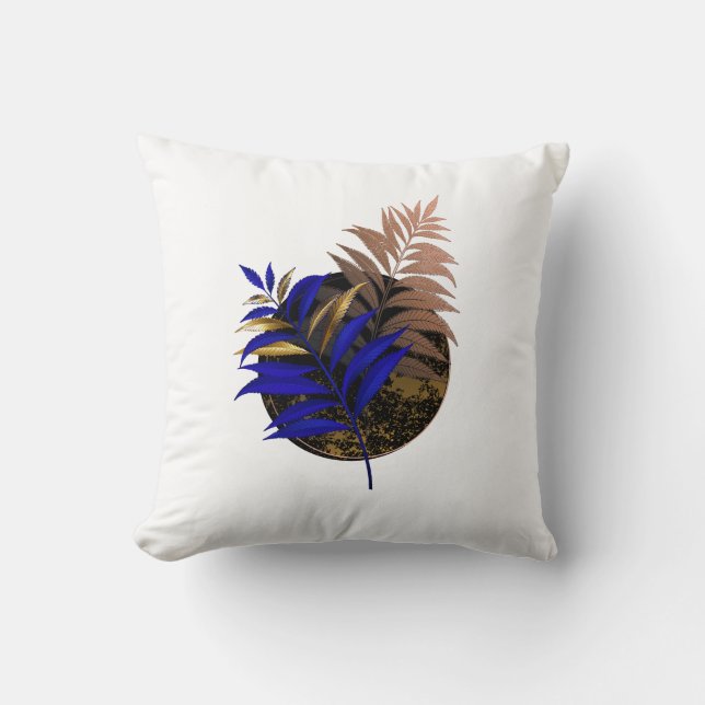 Coussin Ferme bleue sur cercle noir (Recto)
