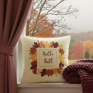 Coussin Ferme Bonjour Automne Accent avec Feuilles rustiqu
