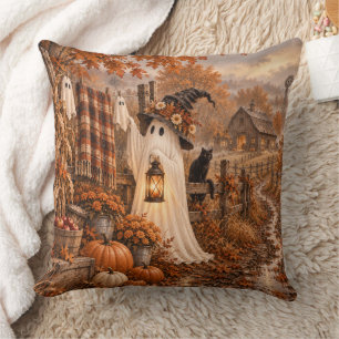 Coussin Ferme de campagne fantôme sorcière & chat noir Spo