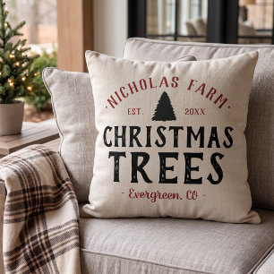 Coussin Ferme de Noël Arbre Ferme Décor de Fêtes de Famill