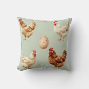 Coussin Ferme de poules réalistes motif d'œufs frais de la