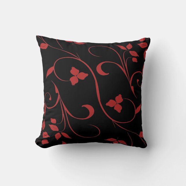 Coussin Ferme décorative rouge et noire (Recto)