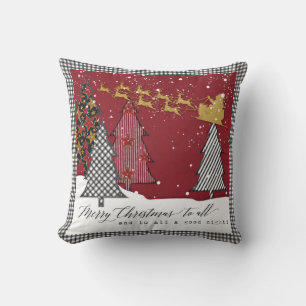 Coussin Ferme moderne Joyeux Noël Père Noël Sleigh Reindee