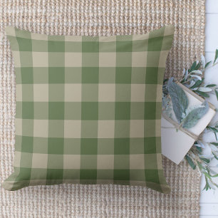 Coussin Ferme moderne Plaid Buffalo vert et beige