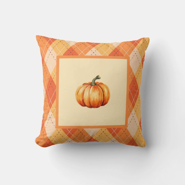 Coussin Ferme Orange Citrouille Simple Accent d'automne po (Recto)
