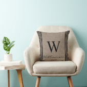 Coussin Ferme Rustique À Rayures De Ticking Burlap Monogra (Chaise)