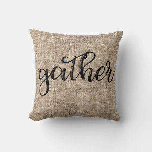 Coussin Ferme Rustique Marron Toile de Jute SAC BRODERIE