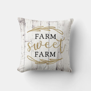 Coussin Ferme Sweet Farm White Wood Country Farmhouse