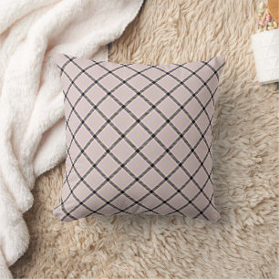 Coussin Ferme Tartan clair rose blanc Plaid