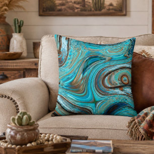 Coussin ferme teinte bleu sarcelle tourbillons de bois tur