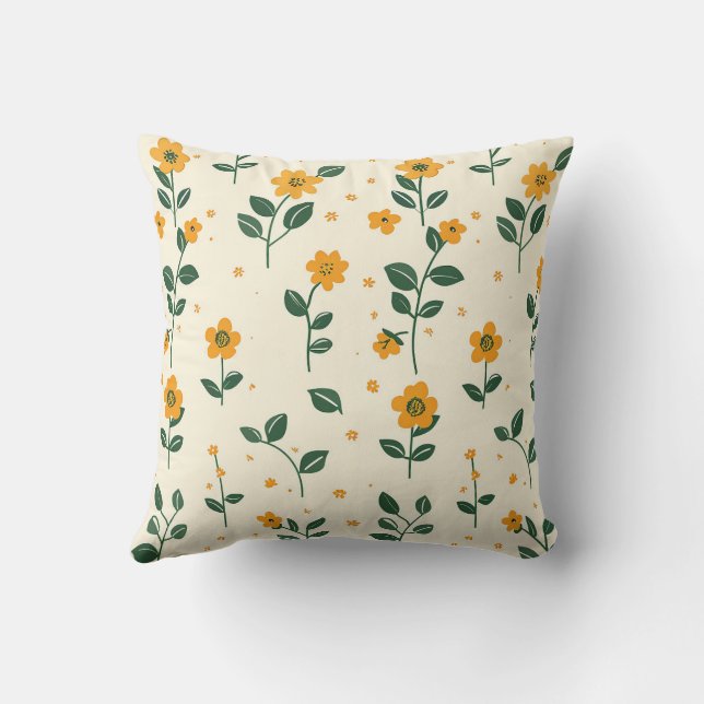Coussin Ferme tendance Stylish Fille Floral Vert Jaune (Verso)