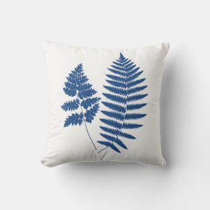 Coussin Fermes de bois, Bleu de Cobalt sur blanc