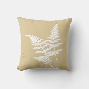 Coussin Ferne blanche Abstraite botanique moderne sur le b