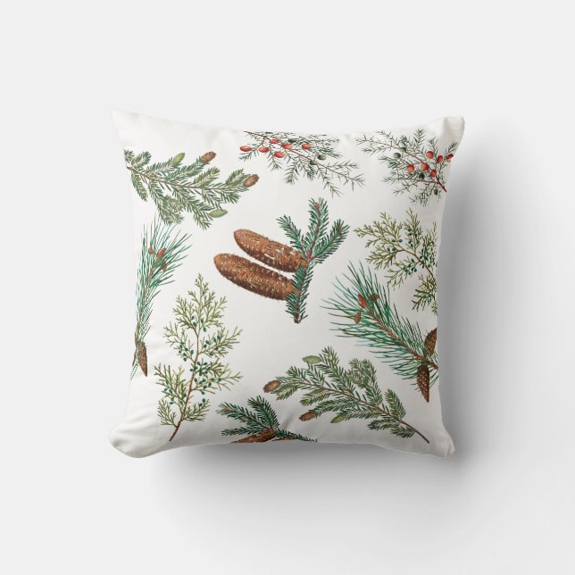 Coussin Festif de la forêt de pins de Noël (Recto)