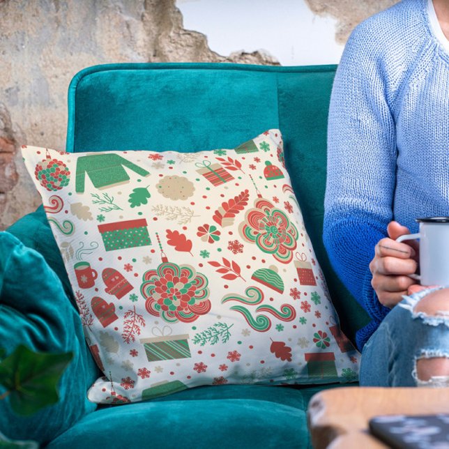 Coussin Festif d'hiver Retro Festive Fêtes de Noël (Créateur téléchargé)