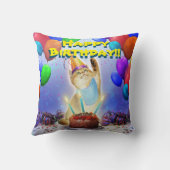Coussin Festif d'or mignon Anniversaire Kitty (Verso)