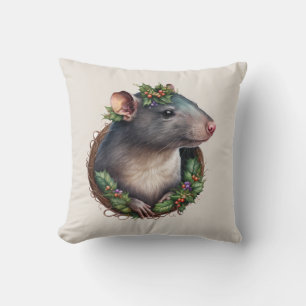 Coussin Festif doux Animaux de compagnie Rat Vacances/Noël