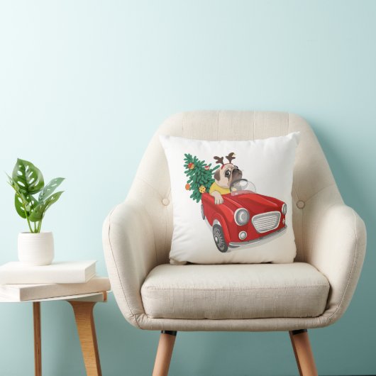 Coussin festif "Mignonne chien avec sapin de Noël" (Chaise)