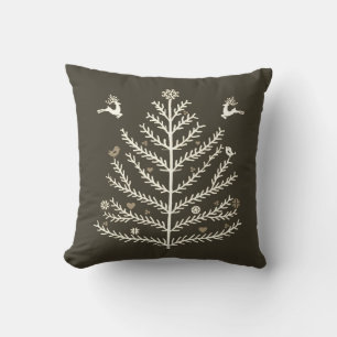 Coussin Festif Nordic Christmas Tree Cerf Taupe Beige
