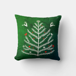 Coussin Festif Nordic Christmas Tree Deer Green