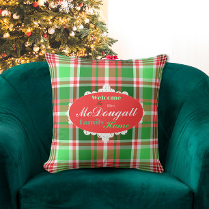 Coussin Festif personnalisé Rouge Vert blanc Noël