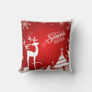 Coussin festif Rouge et blanc, Bonnes Fêtes