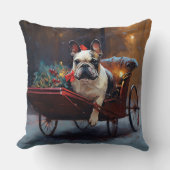 Coussin Festin de Noël de Bulldog en France (Recto)