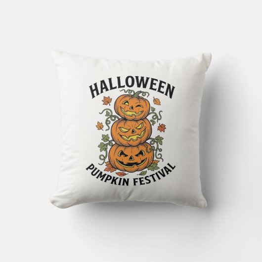 Coussin Festival de citrouilles d'Halloween Jack O Lantern (Recto)