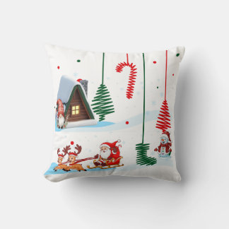 Coussin Festive Cabin Christmas scene